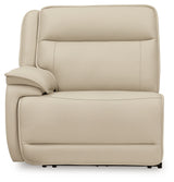 Double Deal Almond Leather 4-Piece Reclining Sectional