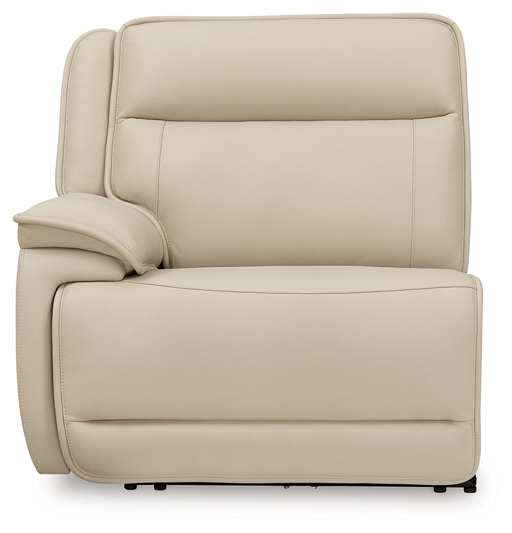 Double Deal Almond Leather 4-Piece Reclining Sectional