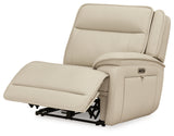 Double Deal Almond Leather 4-Piece Reclining Sectional