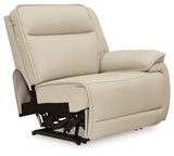 Double Deal Almond Leather 6-Piece Reclining Sectional
