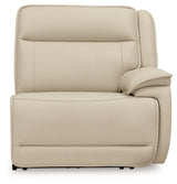 Double Deal Almond Leather 6-Piece Reclining Sectional