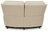 Double Deal Almond Leather 4-Piece Reclining Sectional