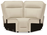 Double Deal Almond Leather 4-Piece Reclining Sectional