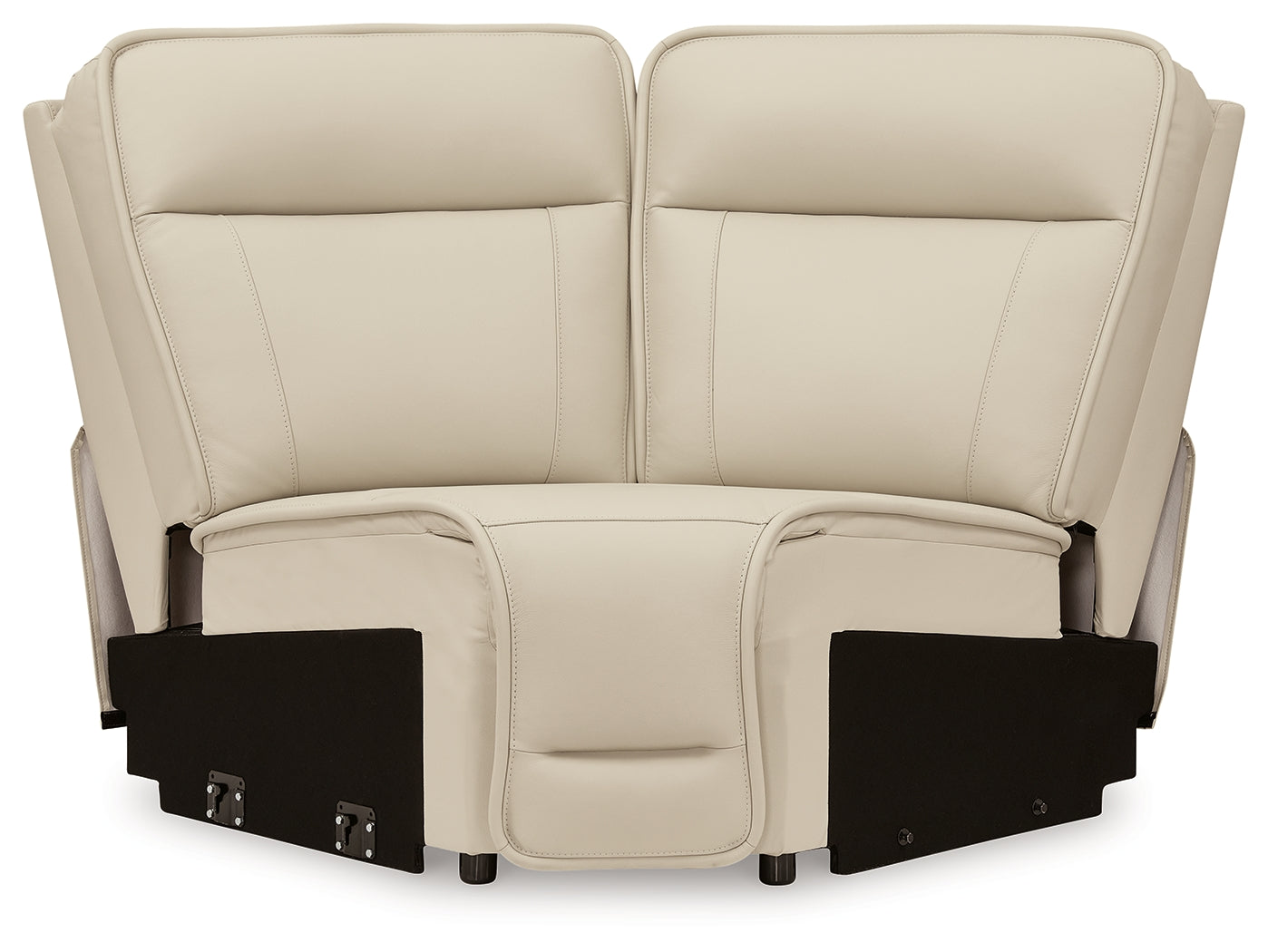 Double Deal Almond Leather 6-Piece Reclining Sectional