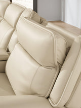 Double Deal Almond Leather 2-Piece Power Reclining Loveseat Sectional with Console