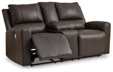 Boxmere Storm Leather Power Reclining Loveseat with Console