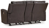 Boxmere Storm Leather Power Reclining Loveseat with Console