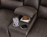 Boxmere Storm Leather Power Reclining Loveseat with Console