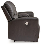 Boxmere Storm Leather Power Reclining Loveseat with Console