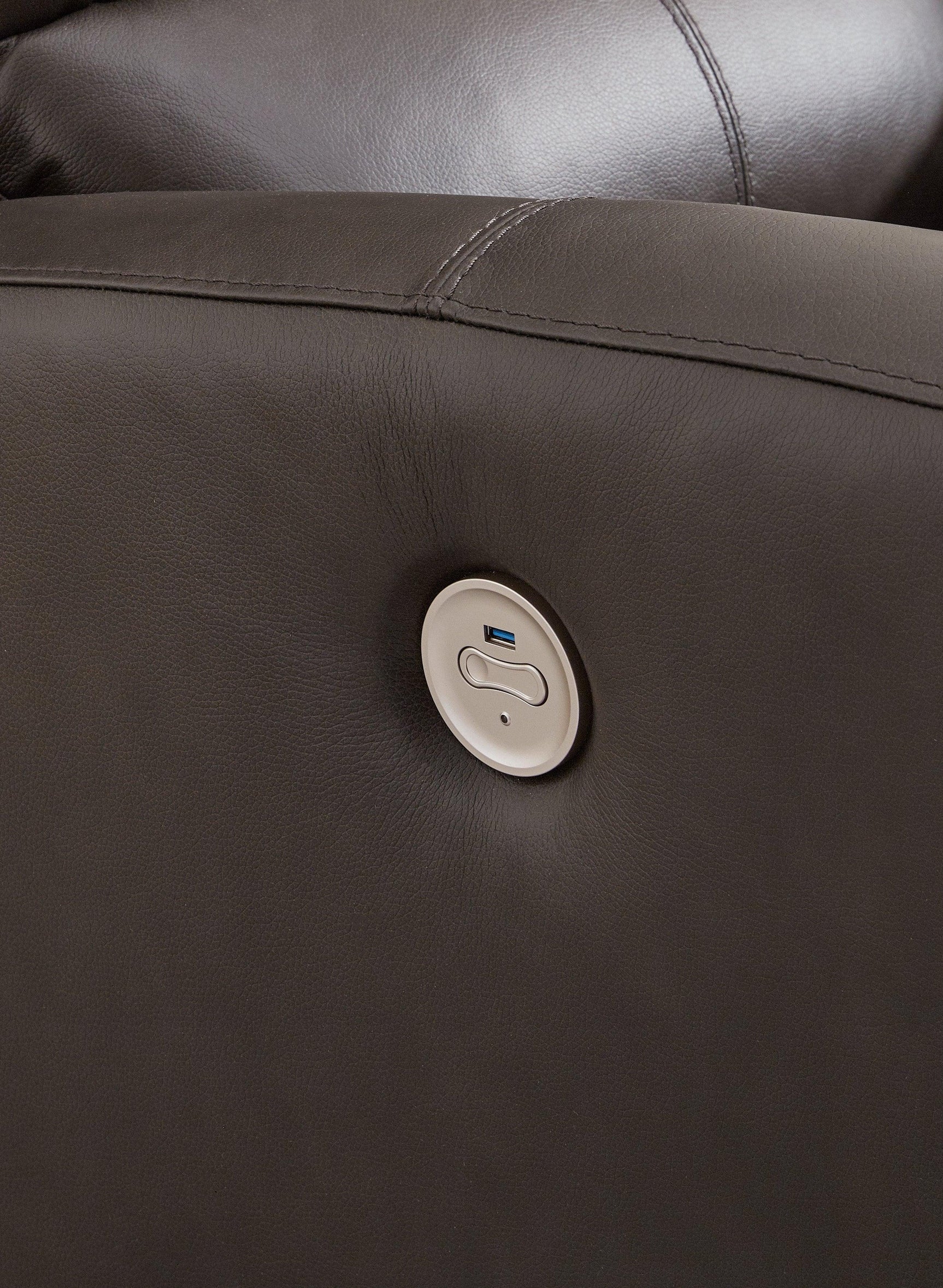 Boxmere Storm Leather Power Reclining Loveseat with Console