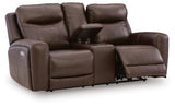 Gravier Cordova Leather Power Reclining Loveseat with Console angled view