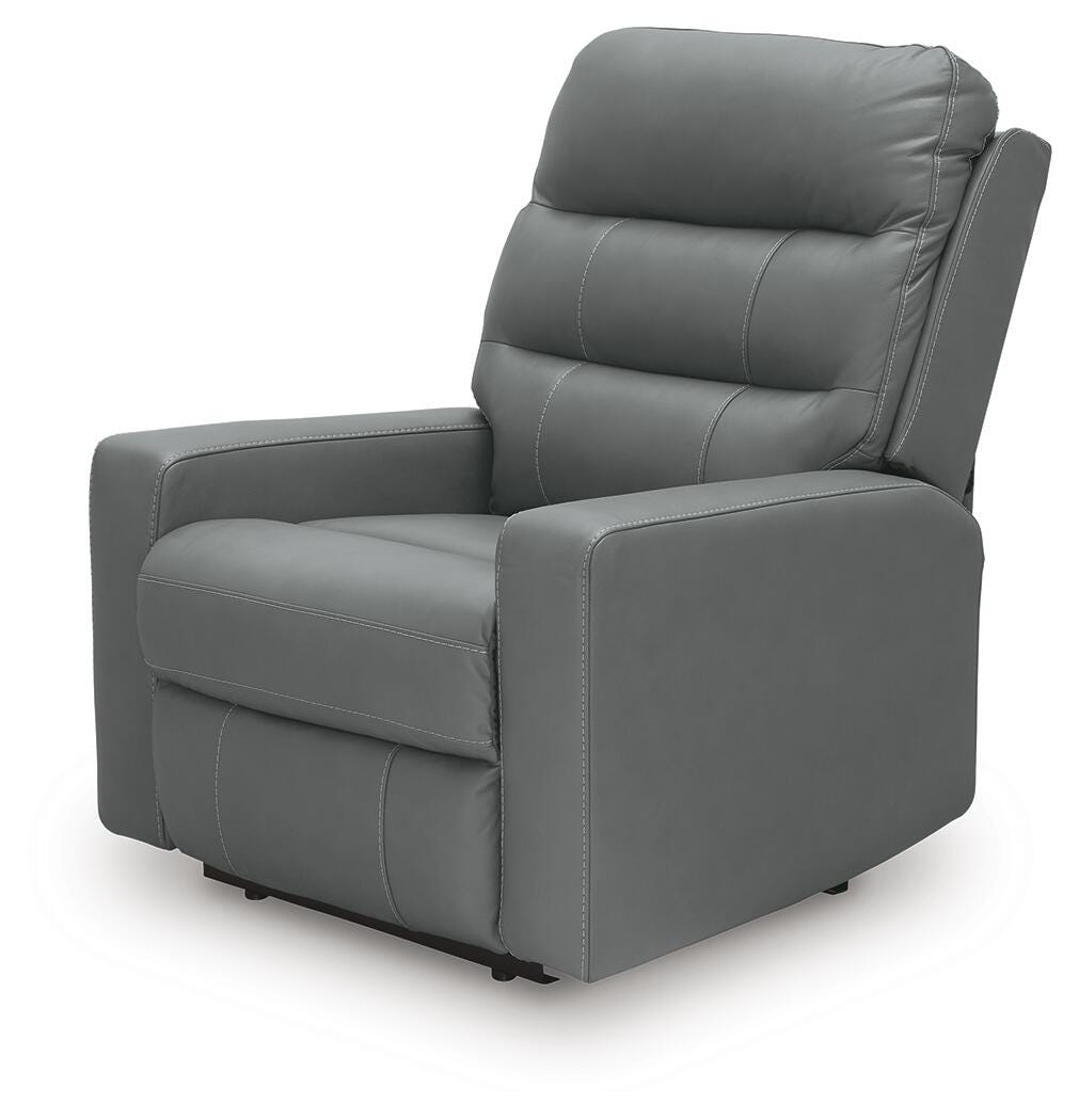Pennacle Pier Tideon Leather Power Recliner angled view