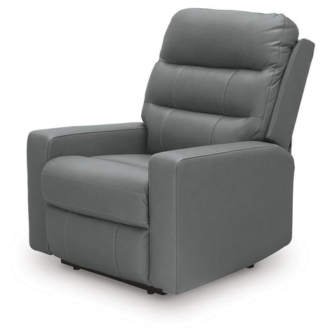 Pennacle Pier Tideon Leather Power Recliner angled view