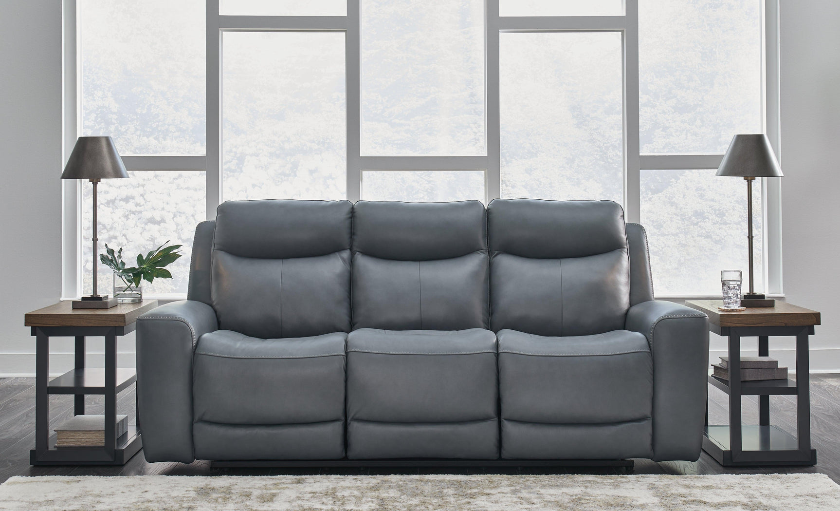 Mindanao Steel Leather Power Reclining Sofa