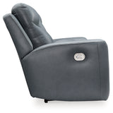 Mindanao Steel Leather Power Reclining Loveseat With Console