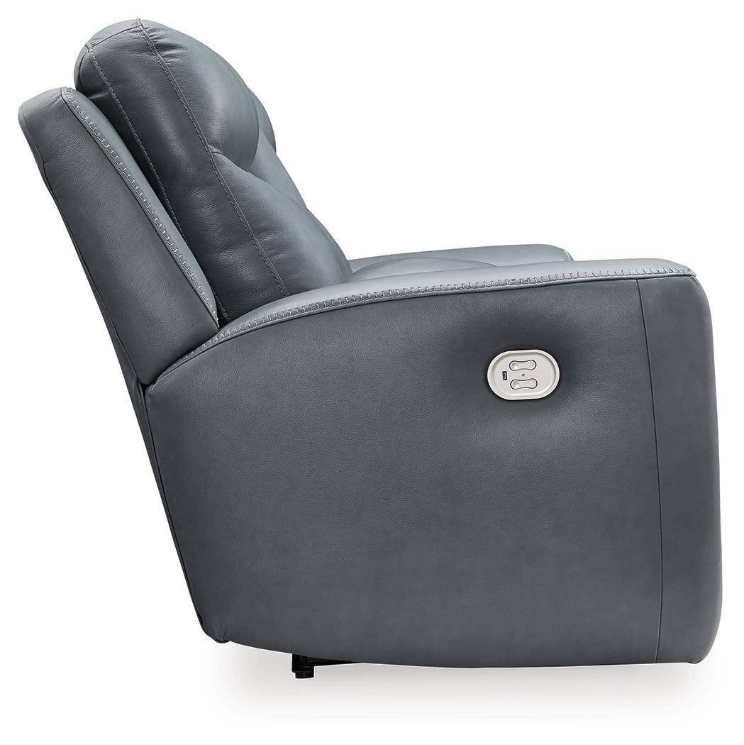 Mindanao Steel Leather Power Reclining Loveseat With Console