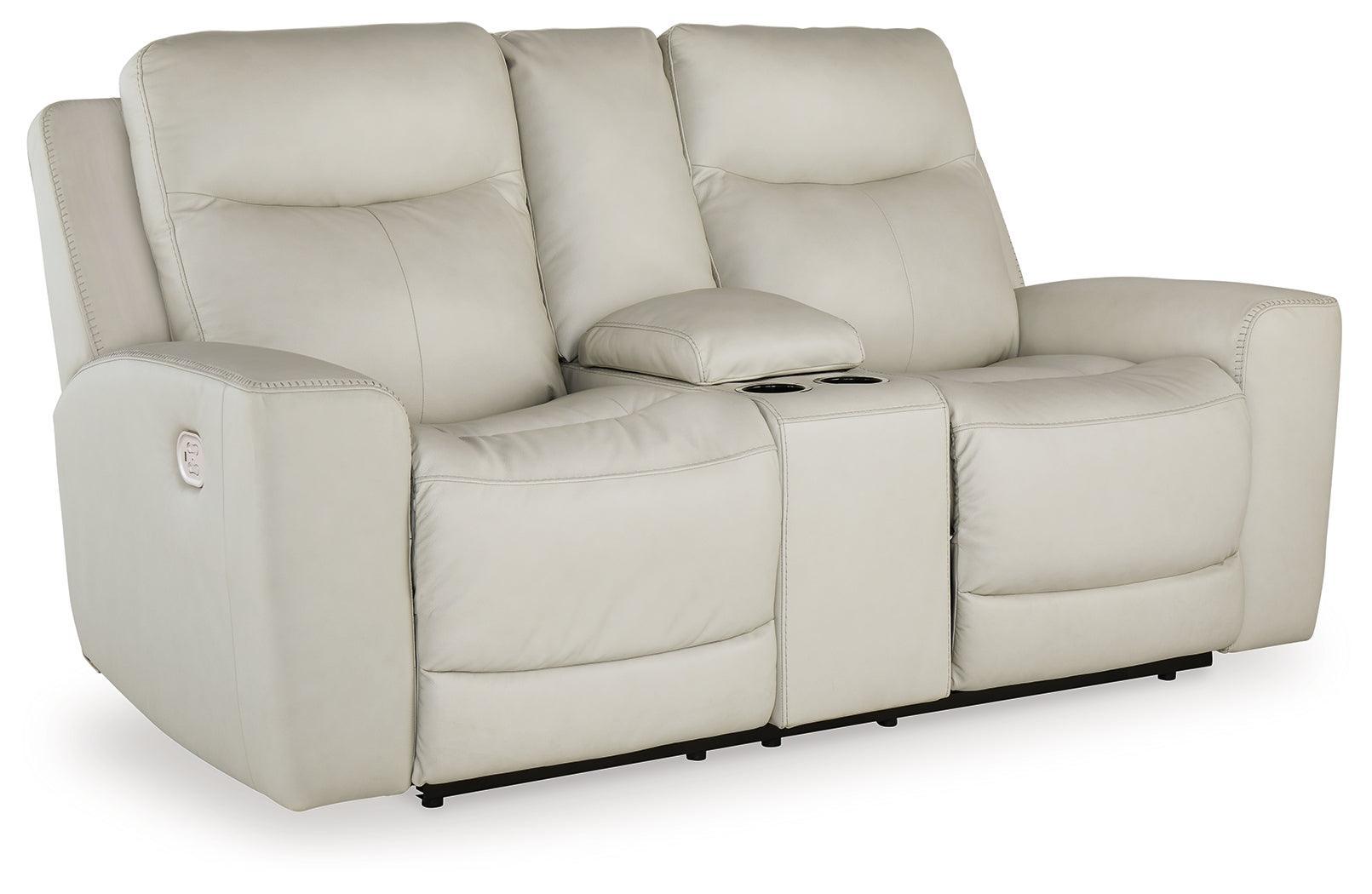 Mindanao Coconut Leather Power Reclining Loveseat With Console