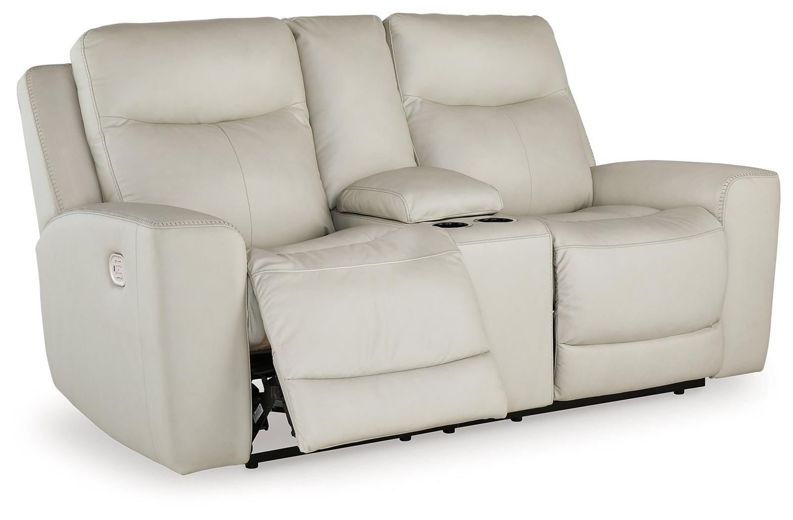 Mindanao Coconut Leather Power Reclining Loveseat With Console