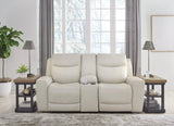 Mindanao Coconut Leather Power Reclining Loveseat With Console