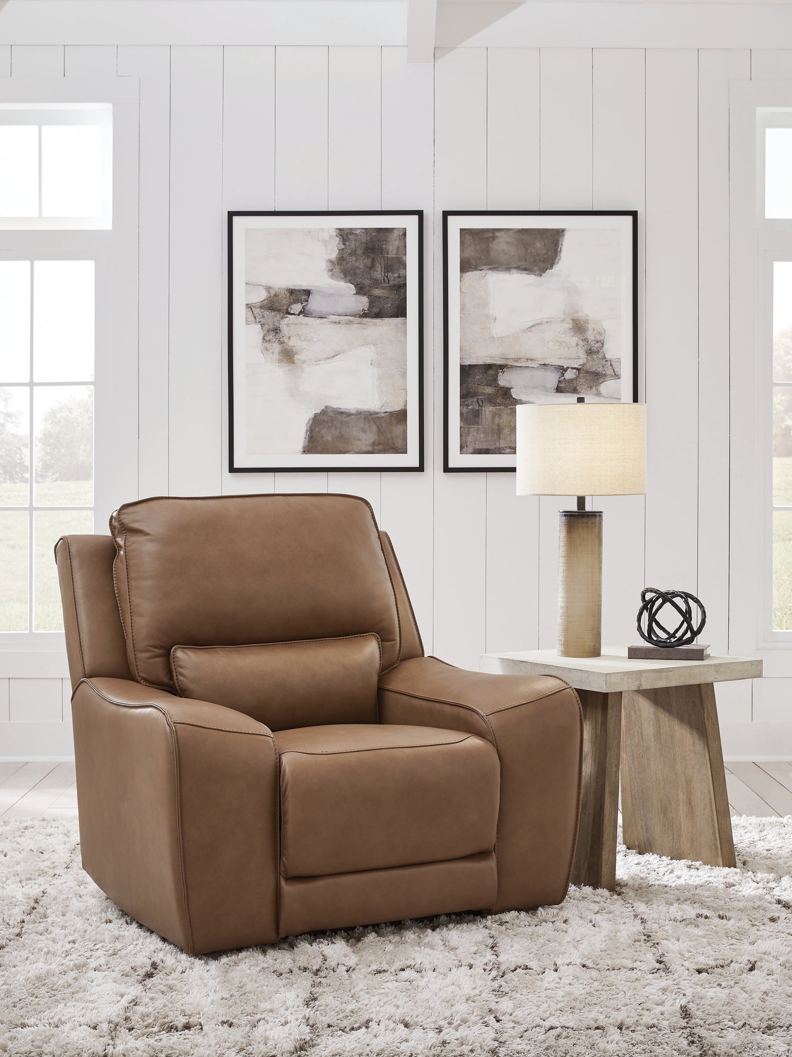 DeepWakes Caramel Leather Power Recliner