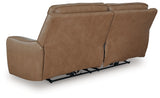 DeepWakes Caramel Leather Power Reclining Sofa