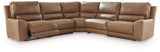DeepWakes Caramel Leather 5-Piece Power Reclining Sectional