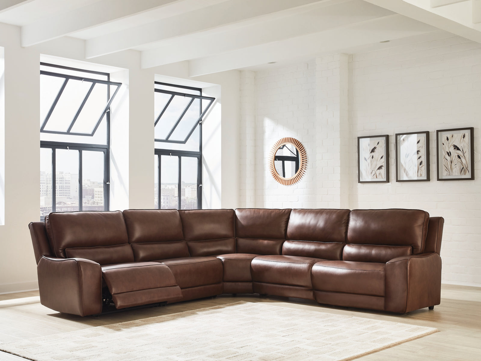 DeepWakes Canyon Leather 5-Piece Power Reclining Sectional