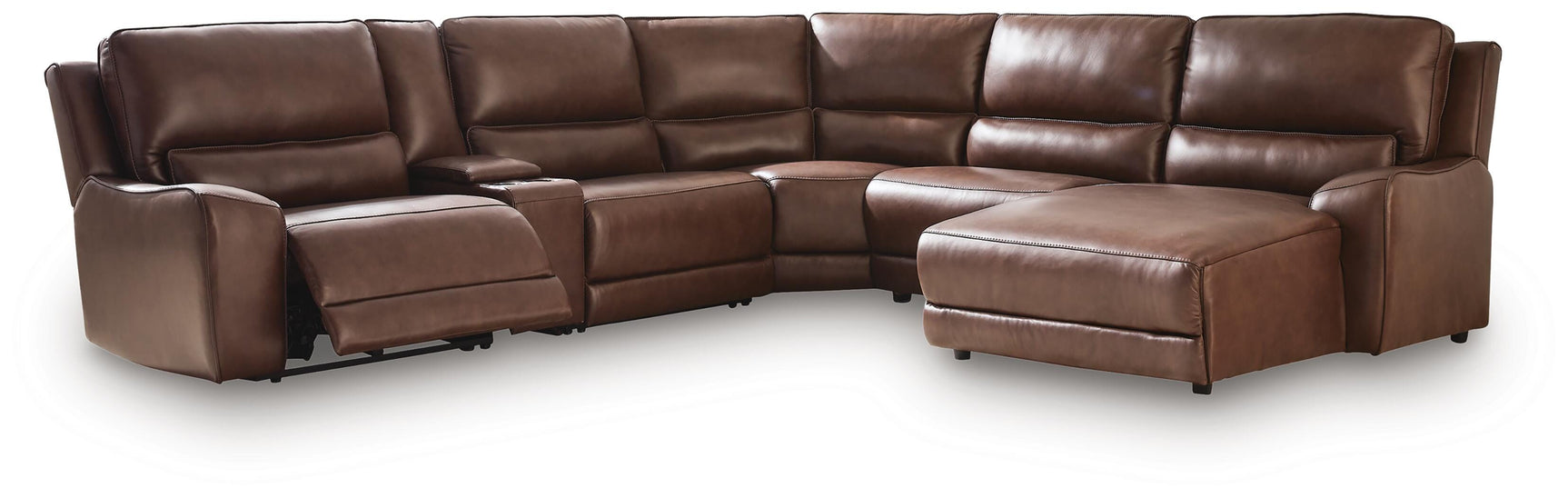 DeepWakes Canyon Leather 6-Piece Power Reclining Sectional with Chaise