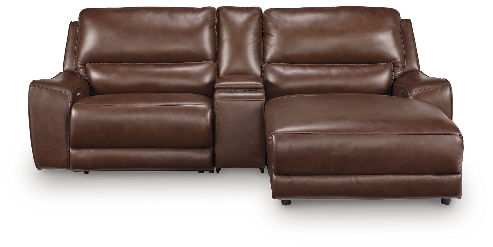 DeepWakes Canyon Leather 3-Piece Power Reclining Sectional with Chaise