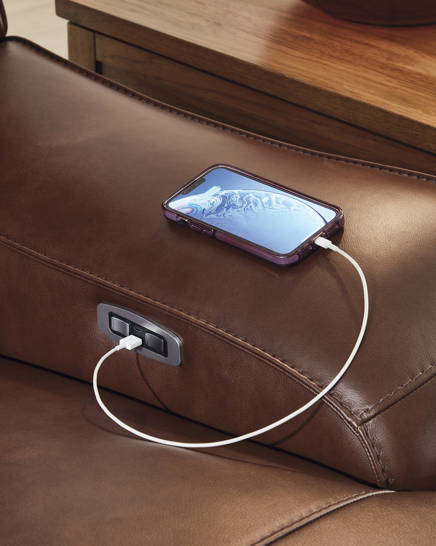 DeepWakes Canyon Leather 3-Piece Reclining Sofa Chaise