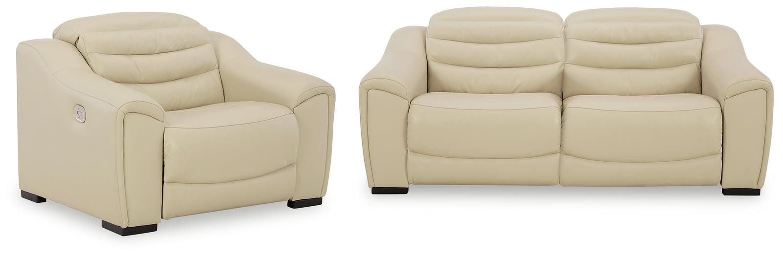 Center Cream Line 2-Piece Sectional With Recliner