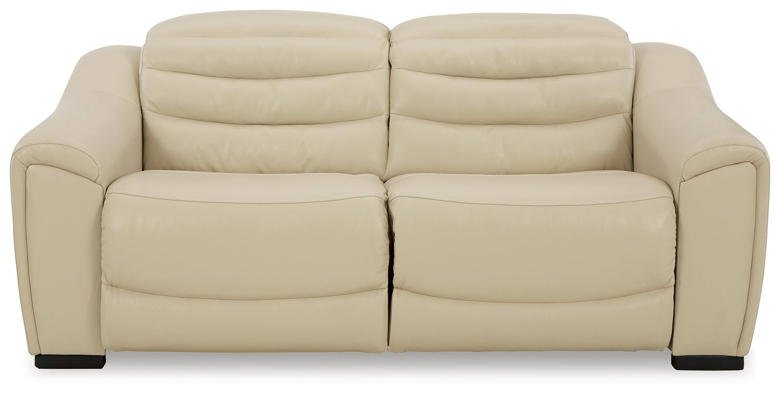 Center Line Cream Leather 2-Piece Power Reclining Sectional Loveseat