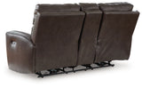 Crossplex Smoke Leather Power Reclining Loveseat with Console