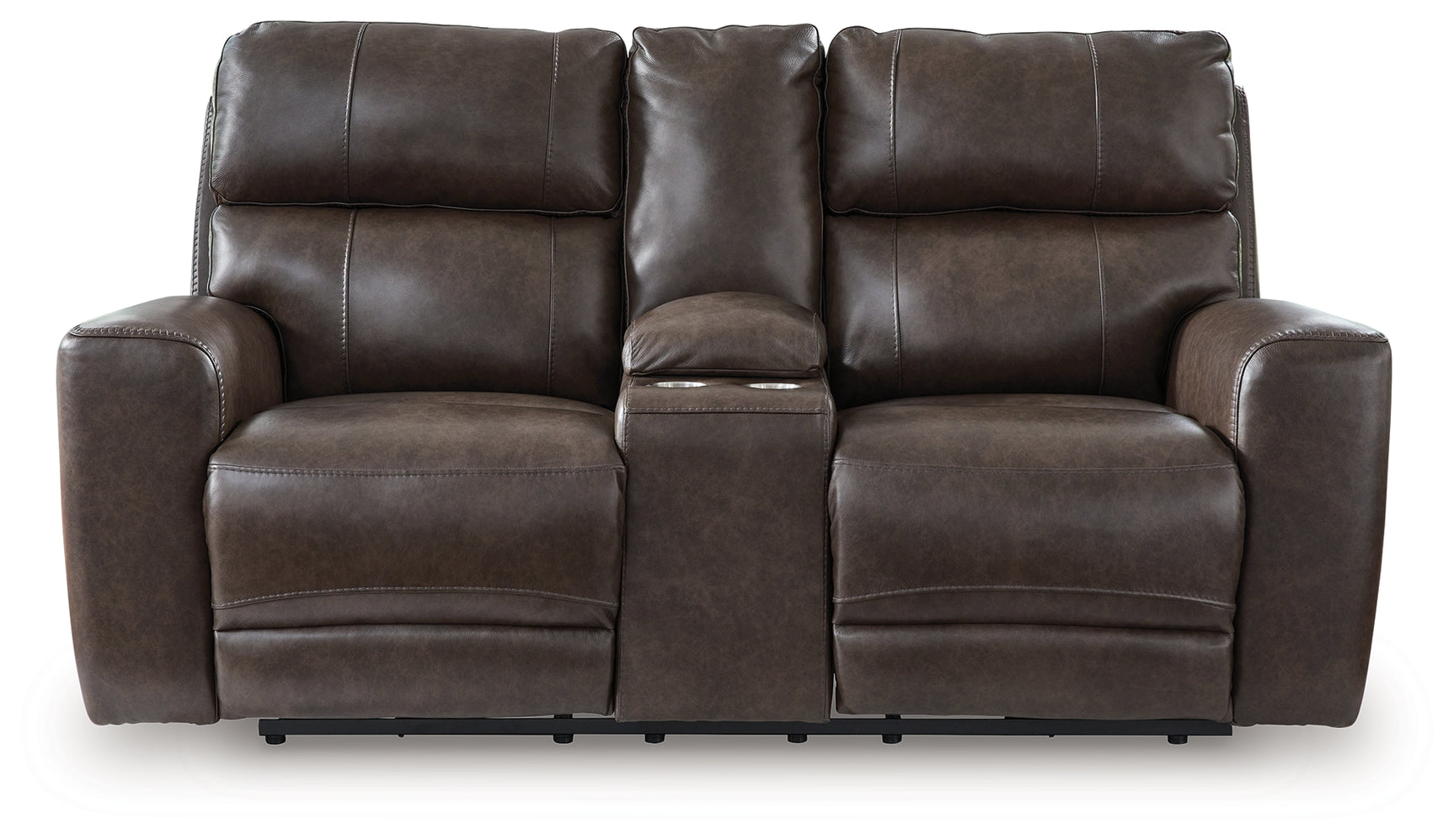 Crossplex Smoke Leather Power Reclining Loveseat with Console