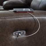 Crossplex Smoke Leather Power Reclining Loveseat with Console
