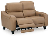 Mosswell Toffee Leather Power Reclining Loveseat