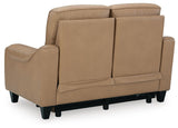 Mosswell Toffee Leather Power Reclining Loveseat