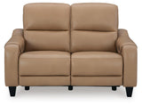 Mosswell Toffee Leather Power Reclining Loveseat