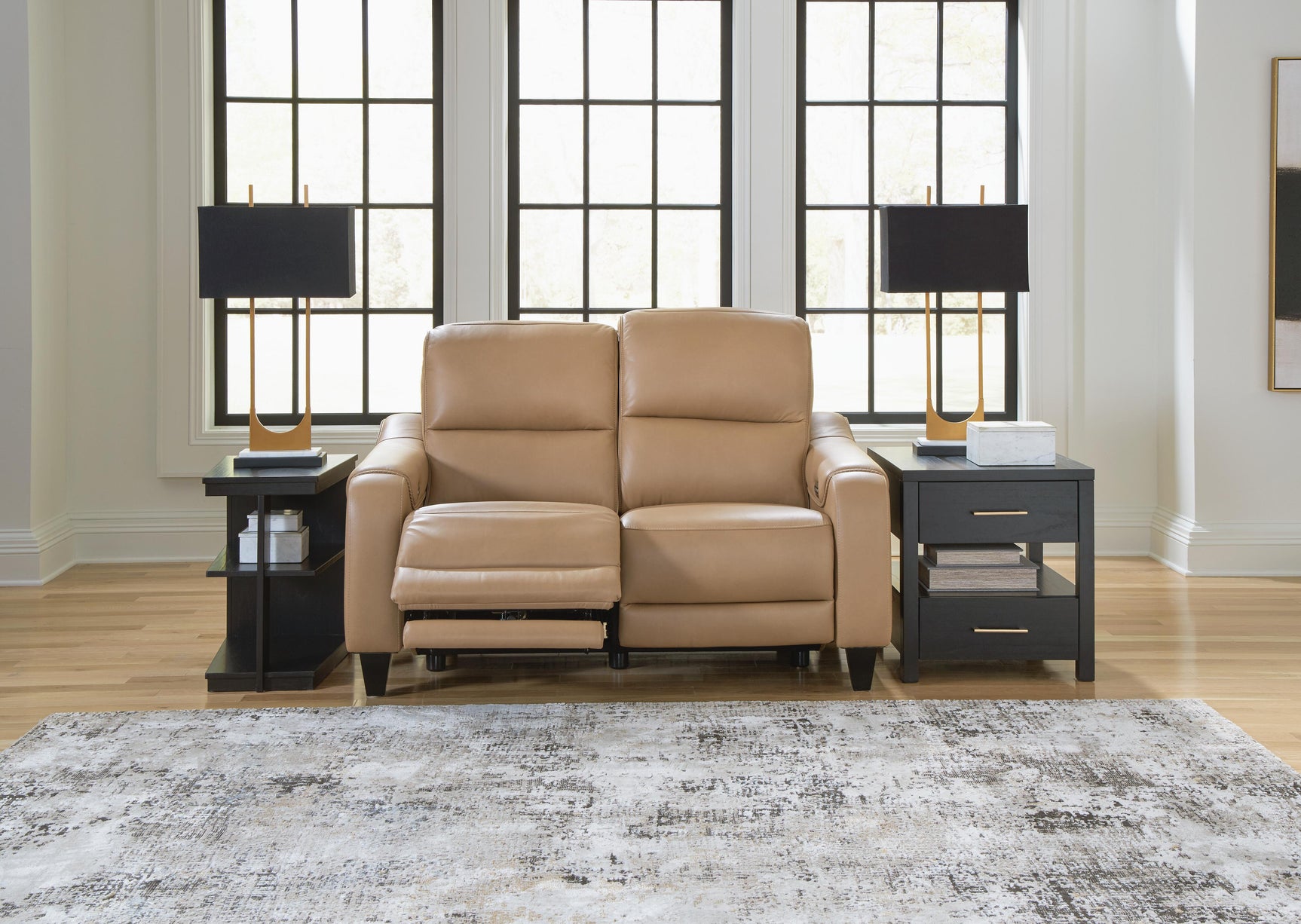Mosswell Toffee Leather Power Reclining Loveseat