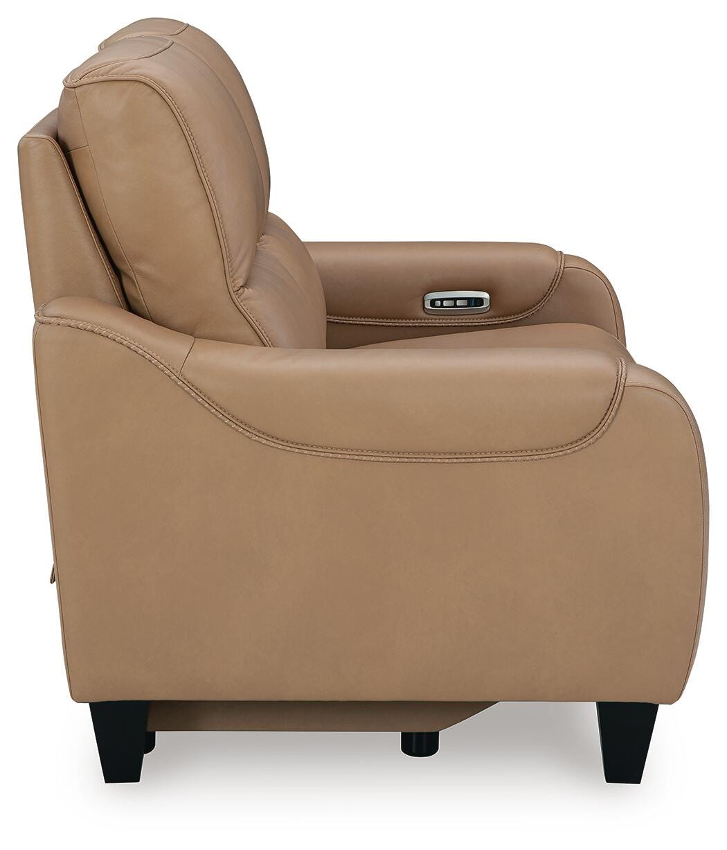 Mosswell Toffee Leather Power Reclining Loveseat