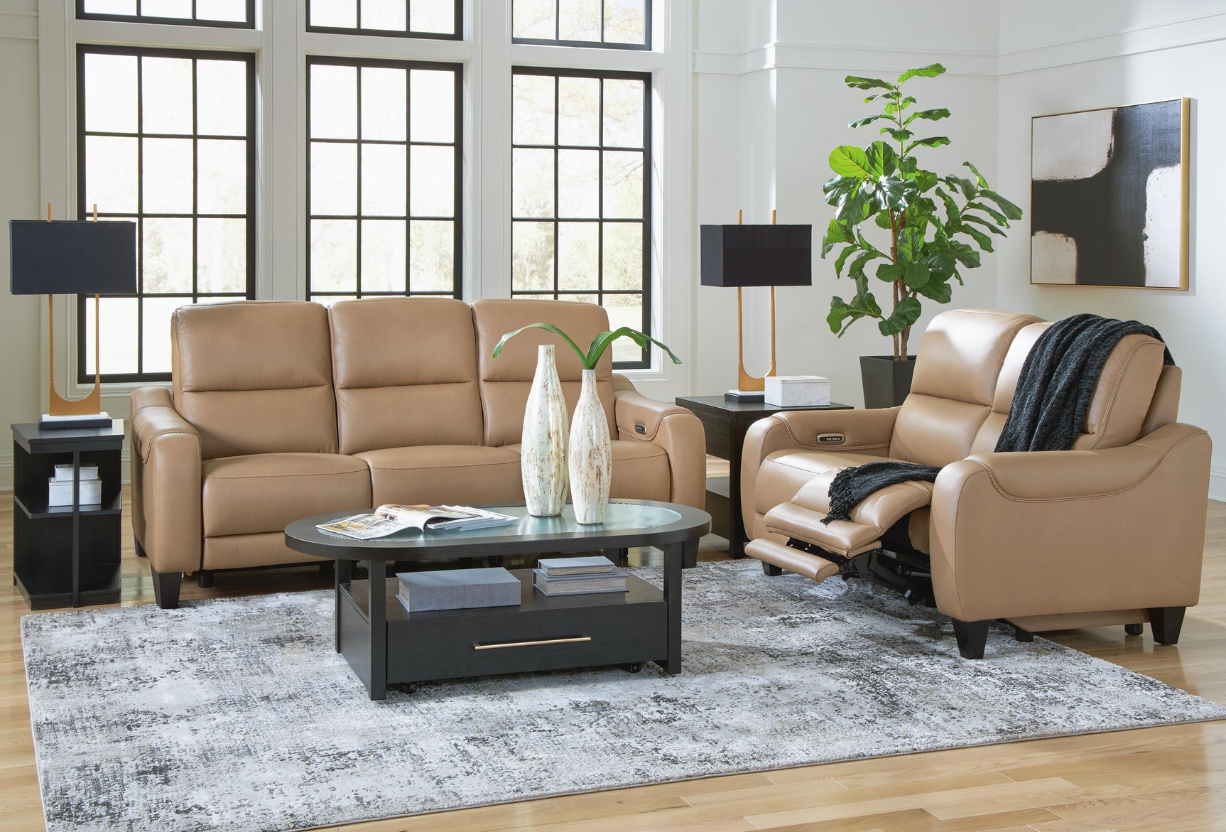 Mosswell Toffee Sofa and Loveseat