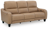 Mosswell Toffee Leather Power Reclining Sofa