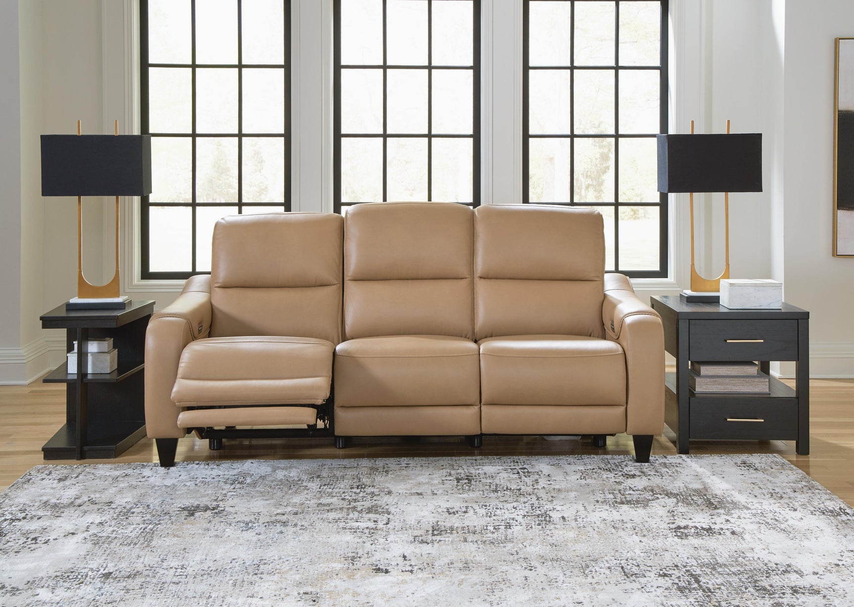 Mosswell Toffee Leather Power Reclining Sofa