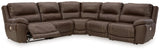 Dunleith Chocolate Leather 5-Piece Power Reclining Sectional