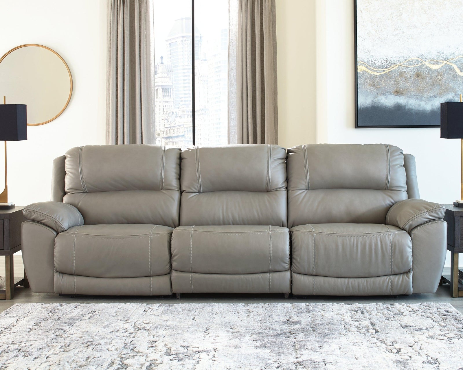 Dunleith Gray 3-Piece Power Reclining Sectional - Ella Furniture