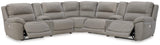 Dunleith Gray Leather 7-Piece Power Reclining Sectional