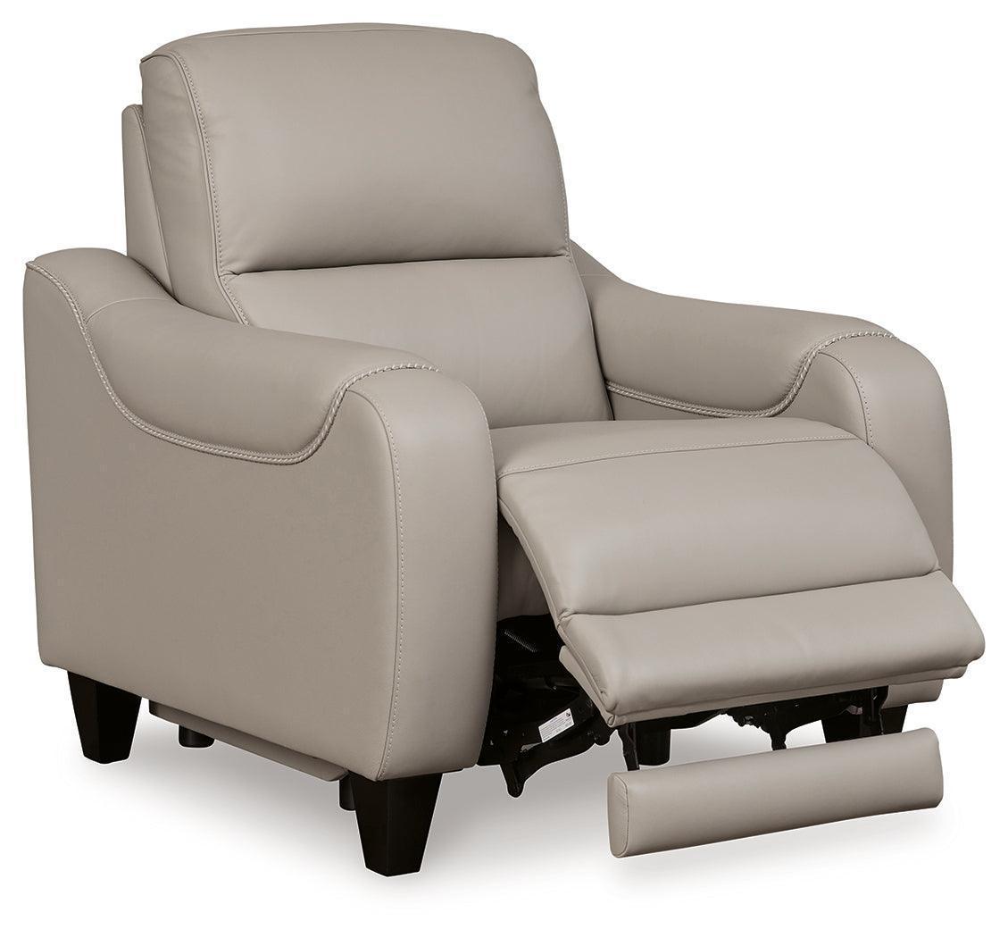 Mercomatic Gray Leather Power Recliner