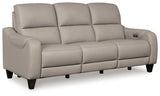 Mercomatic Gray Leather Power Reclining Sofa
