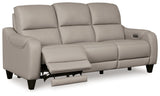 Mercomatic Gray Leather Power Reclining Sofa