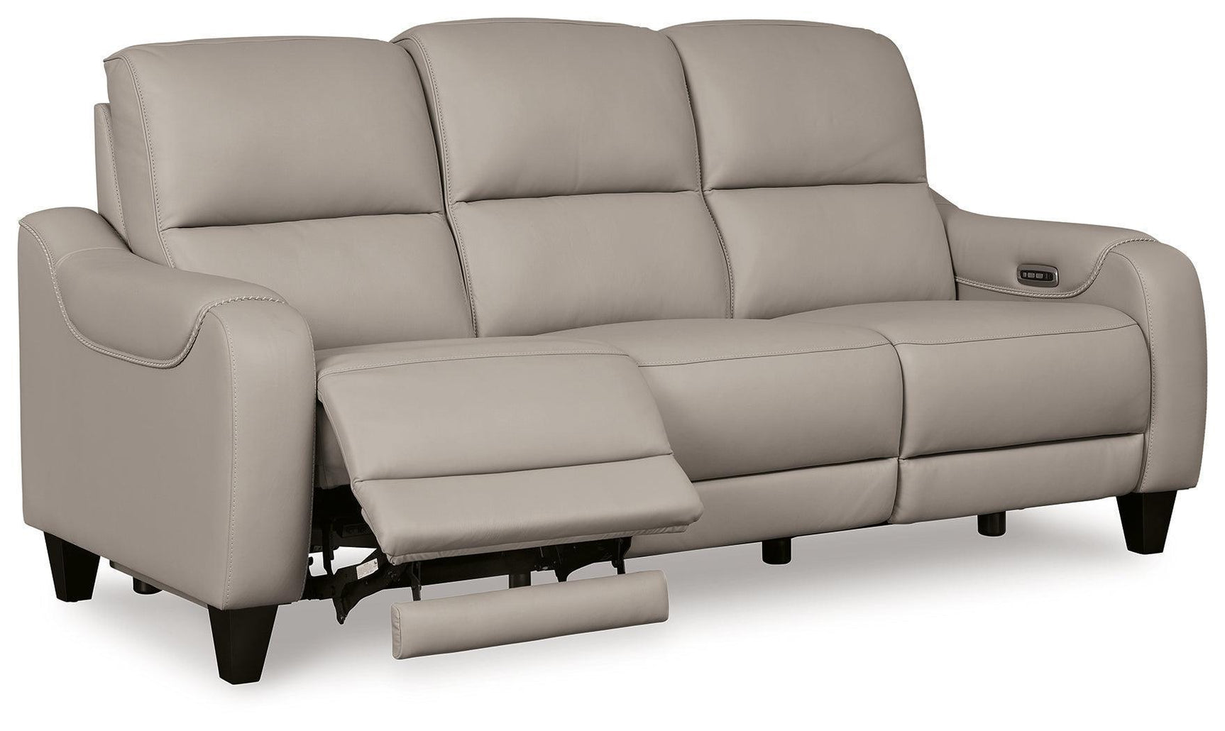Mercomatic Gray Leather Power Reclining Sofa